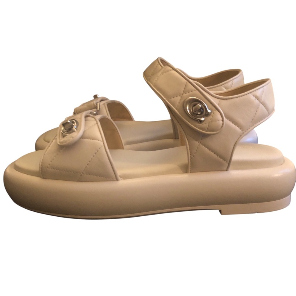 Coach Peyton Leather Sandals in Chalk Size 8.5 NWT - Picture 6 of 16